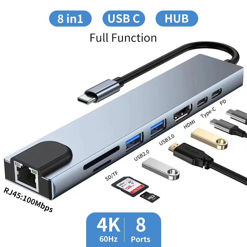 Ʈ ƮϿ USB C   , RJ45 SD/TF ī  , CŸ to HDMI 4K HDMI , 8  1